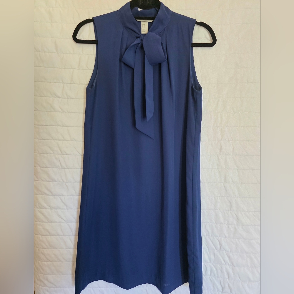 H&M Blue Tie Front Sheath Mini Dress